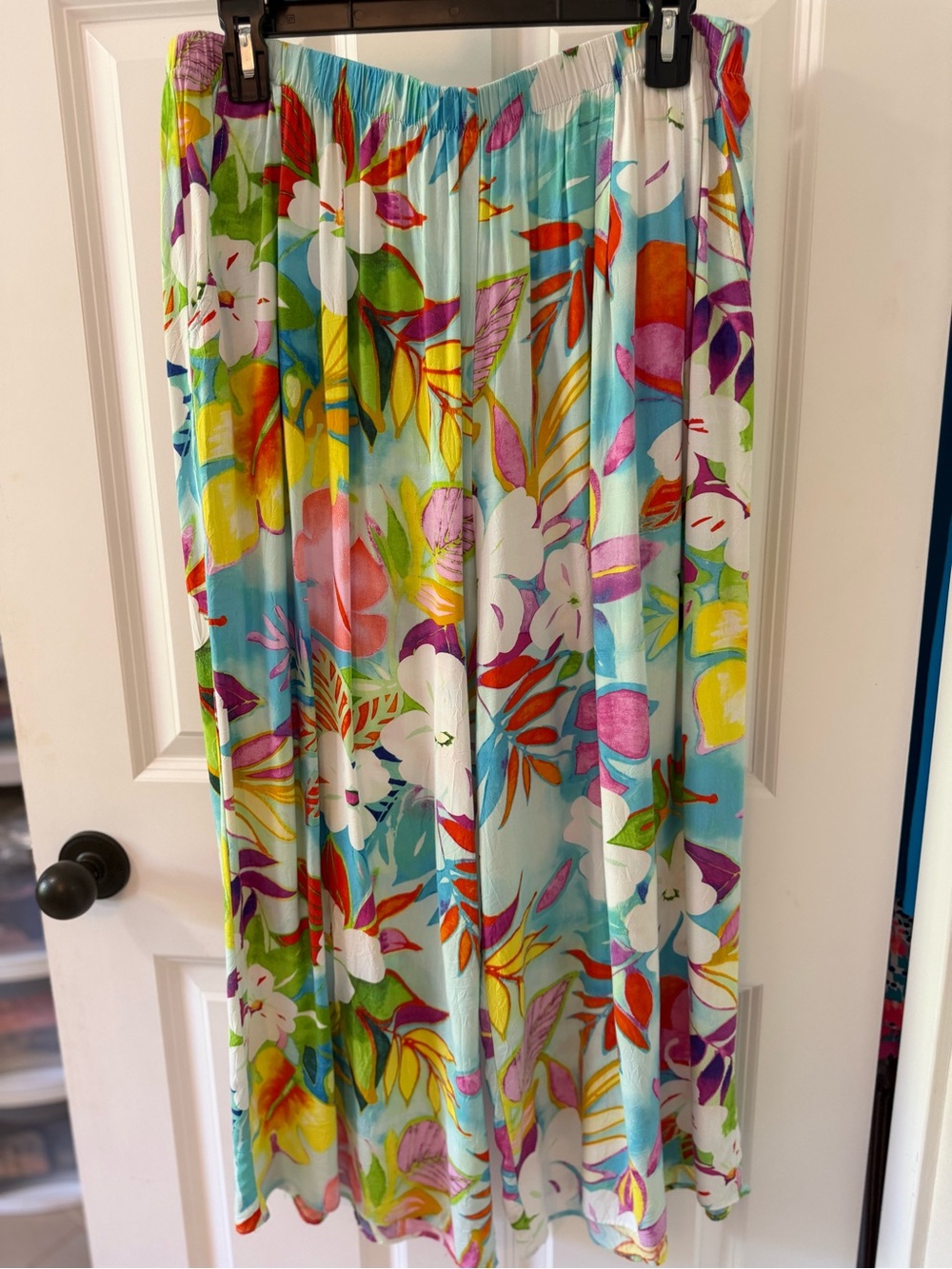 Jams World Aqua Floral Maxi Skirt with Multicolor Blooms